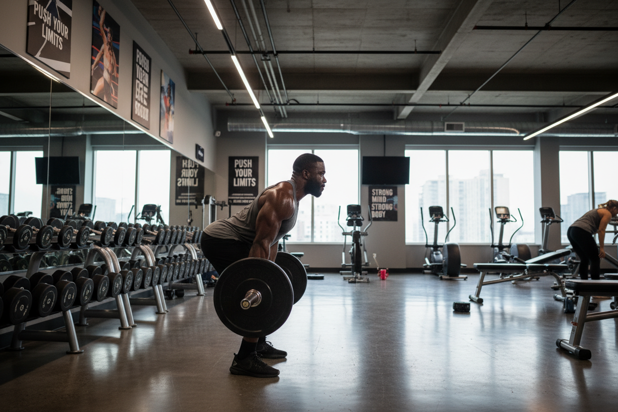 black man working out