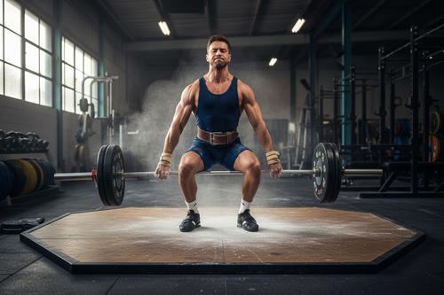 olympic lifter using lifting straps